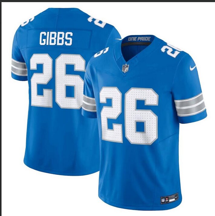 youth Detroit Lions #26 Gibb Blue 2024 Nike Vapor Limited NFL Jersey